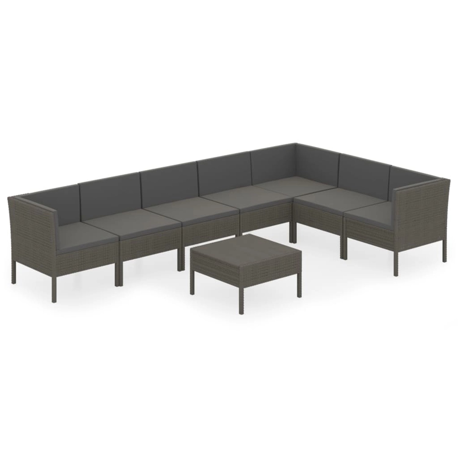 vidaXL 8-tlg Garten-Lounge-Set mit Auflagen Poly Rattan Grau Modell 23