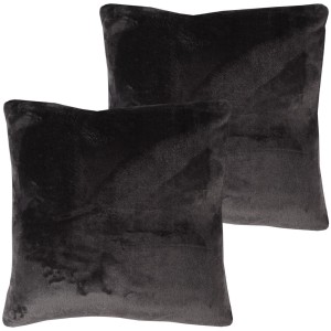 2er-Pack Bestlivings Dekokissen, schwarze Kuschelkissenbezüge 45x45 cm mit Reißverschluss.
