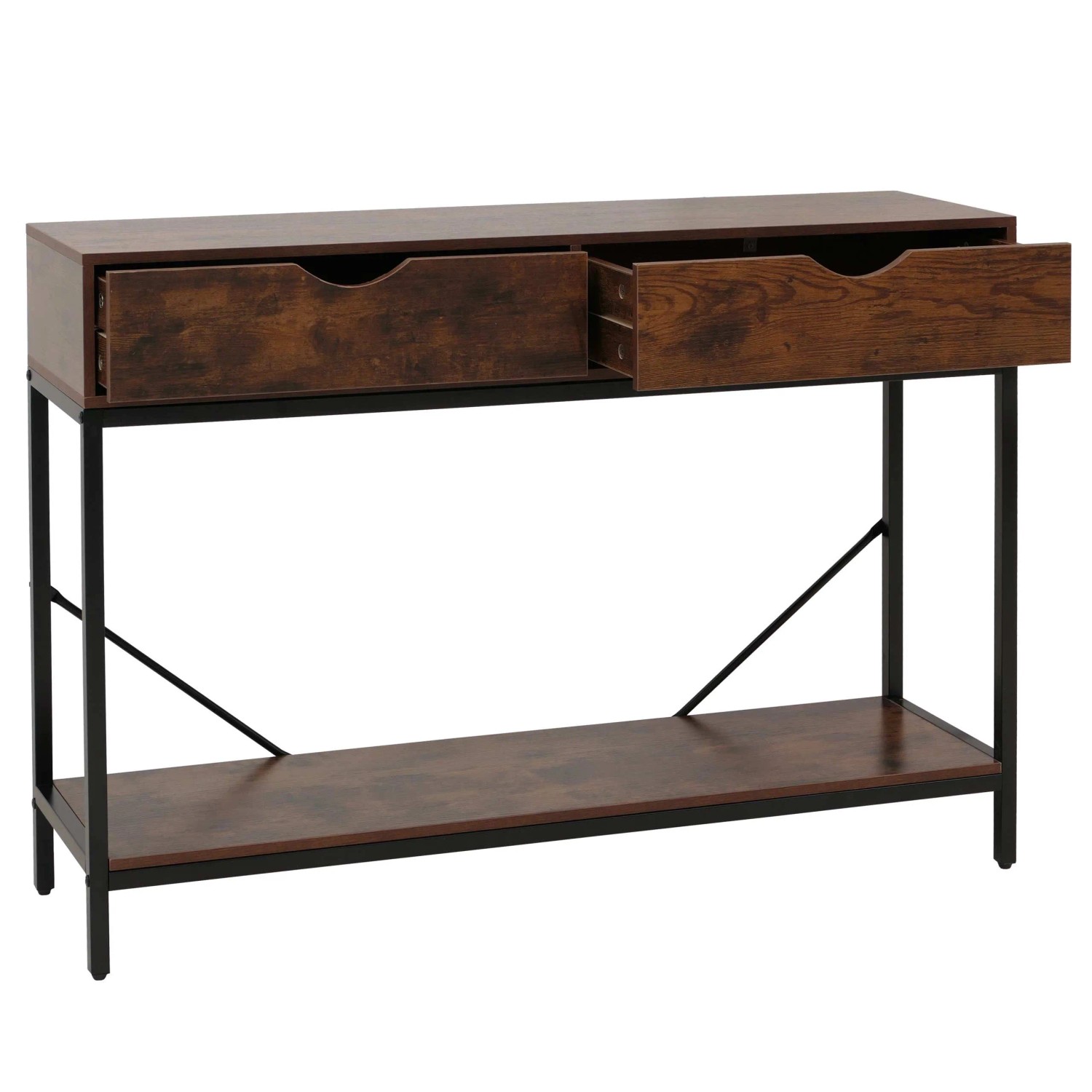 MCW Konsolentisch O76 Schubladen Ablage Industrial 76x109x30cm Rotbraun