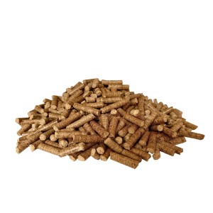Haufen brauner PINI Grillpellets aus Buche und Erle zum Grillen, Räuchern und Smoken. Hartholzpellets, 6mm.