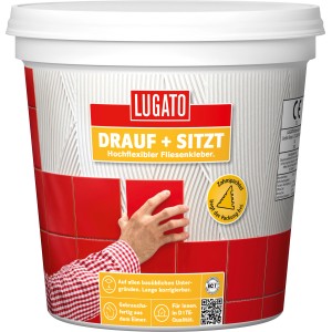 Eimer Fertigkleber Drauf + Sitzt, Dispersionsklebstoff für Fliesen von Lugato, 1 kg.