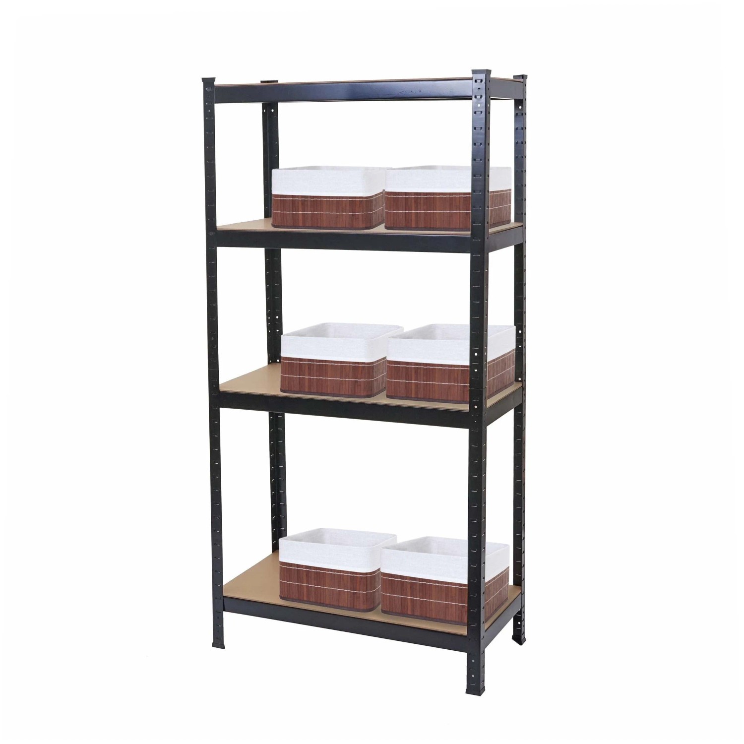 MCW Schwerlastregal D67 160x80x40cm Traglast bis 320kg mit 6x Aufbewahrungskorb Schwarz