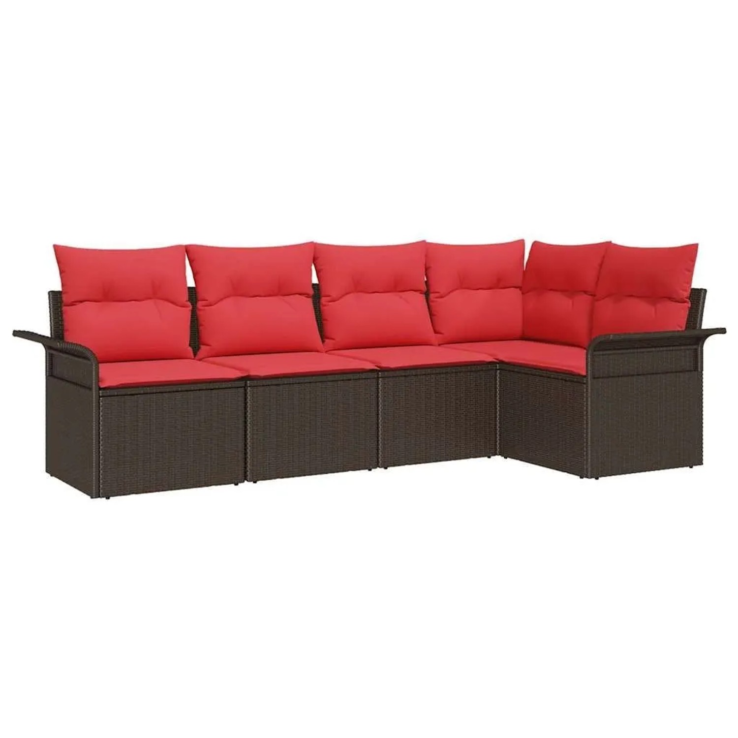 vidaXL Gartensofa-set mit Kissen 5 Stk Braun Poly-Rattan 3345364