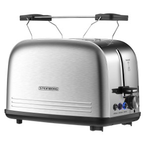Steinborg Toaster SB-2071 aus Edelstahl mit Brötchenaufsatz, 850 Watt.