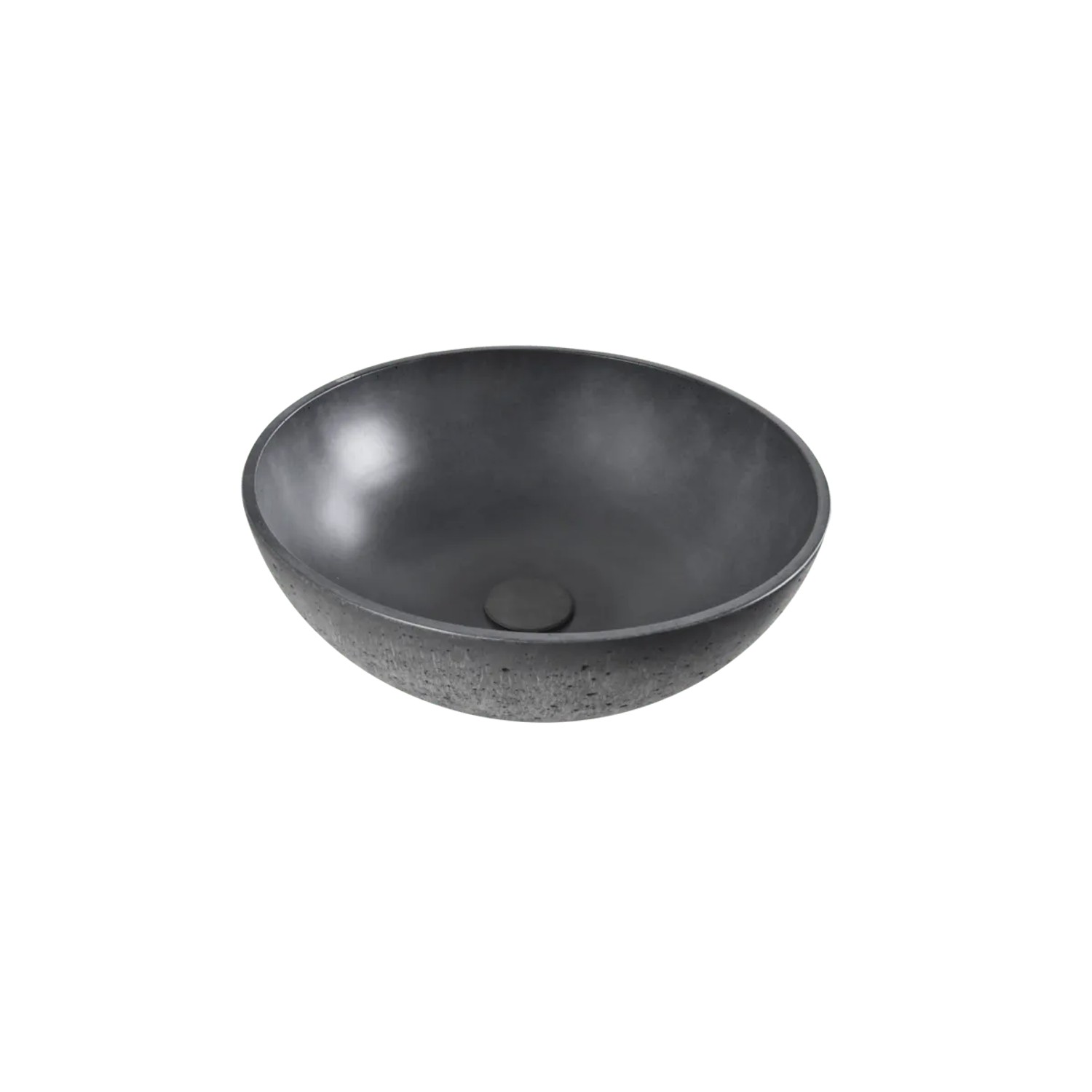 Swiss Aqua Technologies Aufsatzwaschbecken Beton Rund 42CM Anthrazit FixCrete Ablaufgarnitur