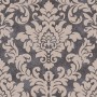 Barock Tapete in Schwarz, Silber und Beige mit Glitzer-Effekt.