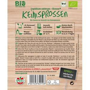 Sperli Bio-Keimsprossen Kresse Samenpackung für die Anzucht von würzigen Keimlingen.