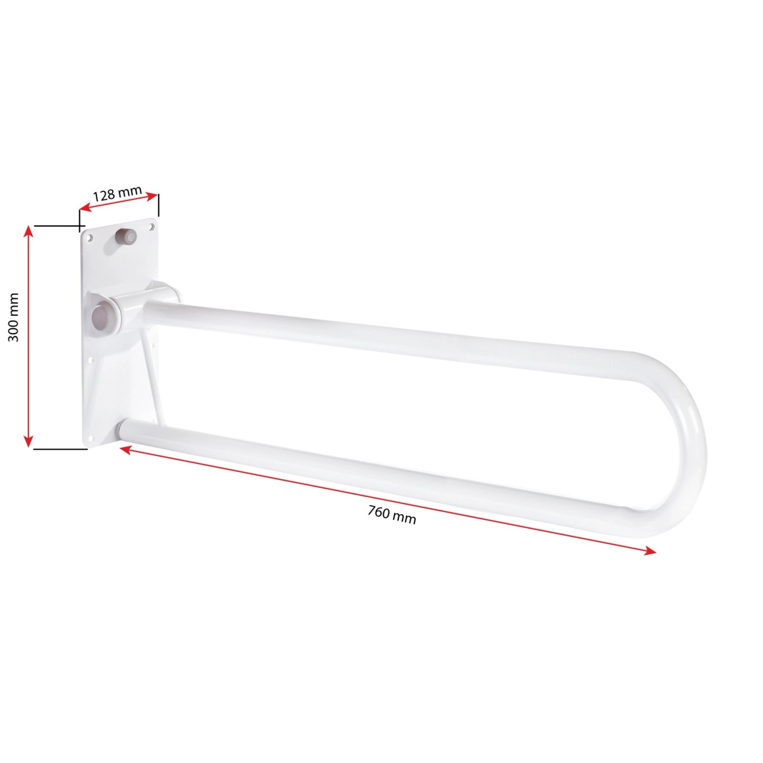 Weißer, klappbarer WC-Aufstehbügel Lang von Ridder für mehr Sicherheit im Bad.