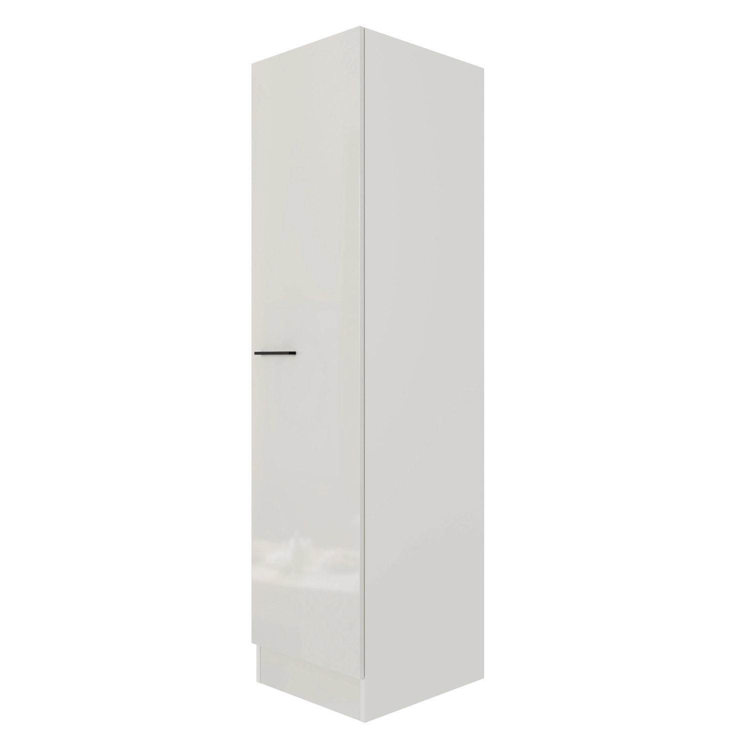 Flex-Well Exclusiv Geschirrschrank Lund 50 cm Lichtgrau glänzend - Rauchgrau (Maße: 9cm | 60.5cm | 206cm)