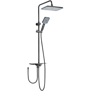 Schwarzes, wassersparendes Schöner Wohnen Duschsystem Verina mit Kopf- und Handbrause.