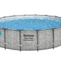 Bestway Stahlrahmenpool Set Power Steel Swim Vista, Ø 549 cm, grau, mit Poolleiter und Sandfilterpumpe.