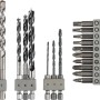 Bosch Bohrer-Set Uneo, 19-teilig: Stein-, Holz-, Metallbohrer und Schrauberbits.