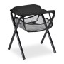 Schwarzer Relaxdays Klapphocker aus Metall und Polyester mit Staufach für Camping & Outdoor.