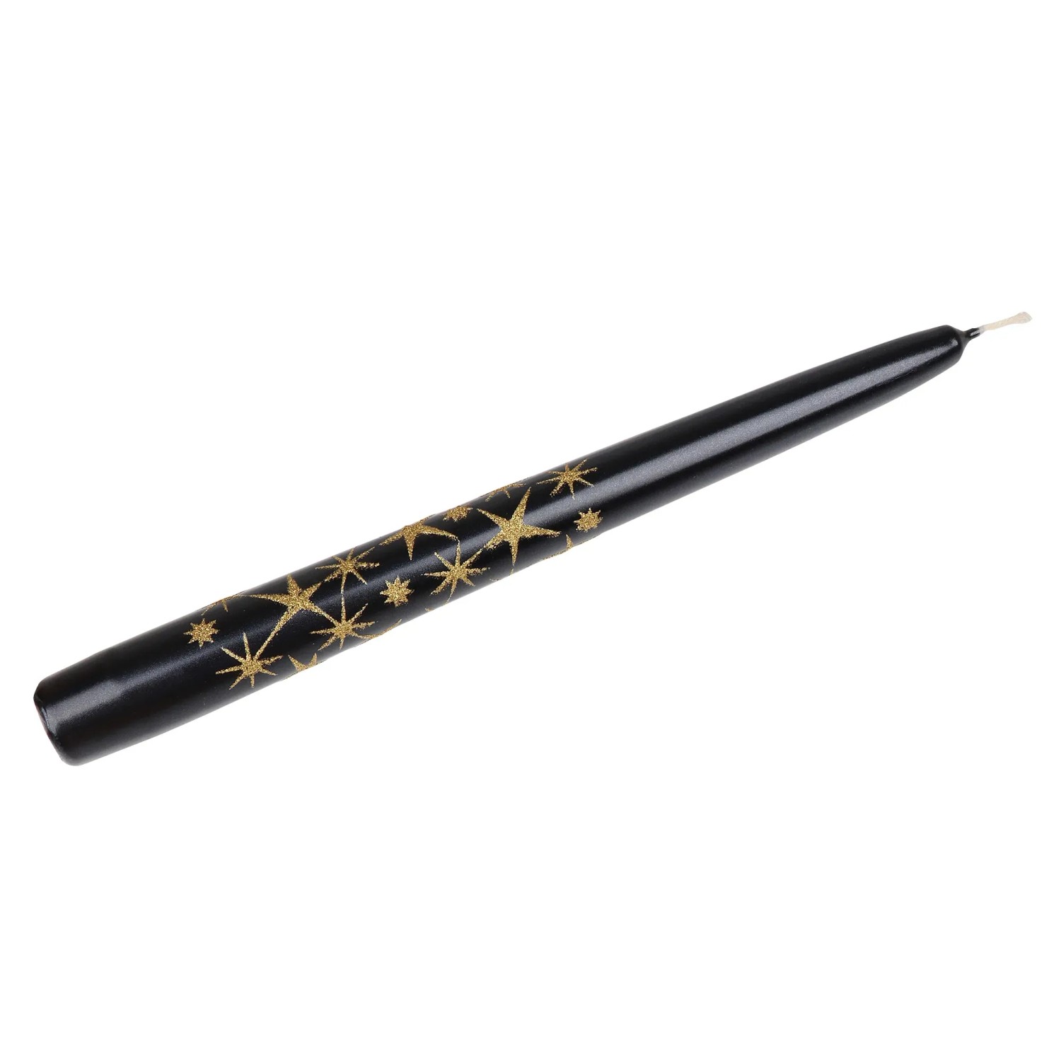 Steinhart Spitzkerze Glitzersterne Lackiert Ø 2,4 cm x 24 cm Schwarz