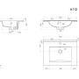 Technische Zeichnung Posseik Badmöbel Limes 60cm, Waschtischunterschrank mit Waschbecken, Maße und Details.