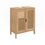 Vicco Waschbeckenunterschrank Liora aus Bambus, 48x60 cm, mit zwei Türen und Rattangeflecht.