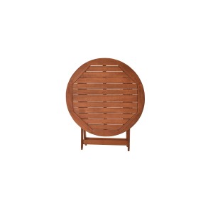 Merxx Klapptisch Borkum, runder Gartentisch aus Eukalyptus, 100 cm Durchmesser, zusammengeklappt.