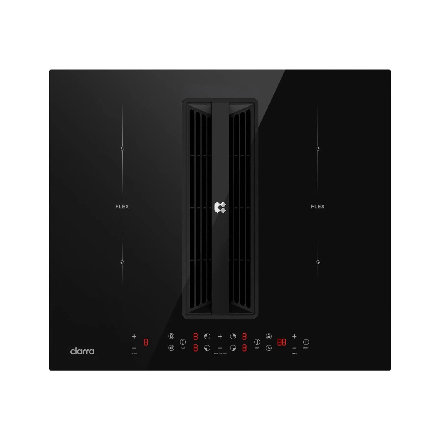 CIARRA Kochfeld mit Dunstabzug 60 cm Kochfeldabzug 4 Zonen mit integriertem Plasma System 2 Flex Zonen Boost 7165W CBBEH...