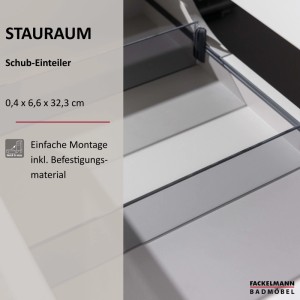 Fackelmann Schubladen-Abtrenner für Badmöbel, 8-teilig, aus Rauchglas.