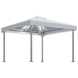 Cremeweißer vidaXL Pavillon mit LED-Lichterkette, 300x300 cm, Aluminiumgestell. Ideal für Garten & Terrasse.