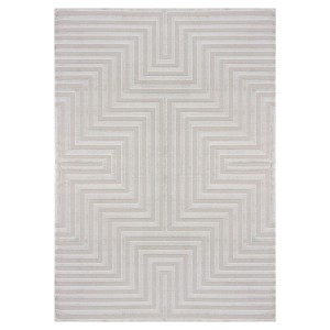Ayyildiz Kurzflorteppich Sahara in Silber mit geometrischem Muster, 240x340 cm.