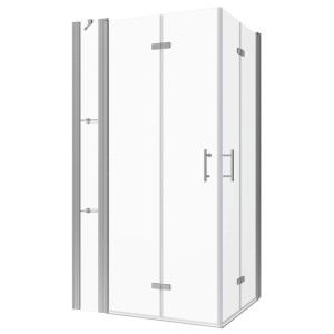 Aquabatos Faltbare Duschkabine 100x100cm mit Eckeinstieg, Glas und Duschablage.