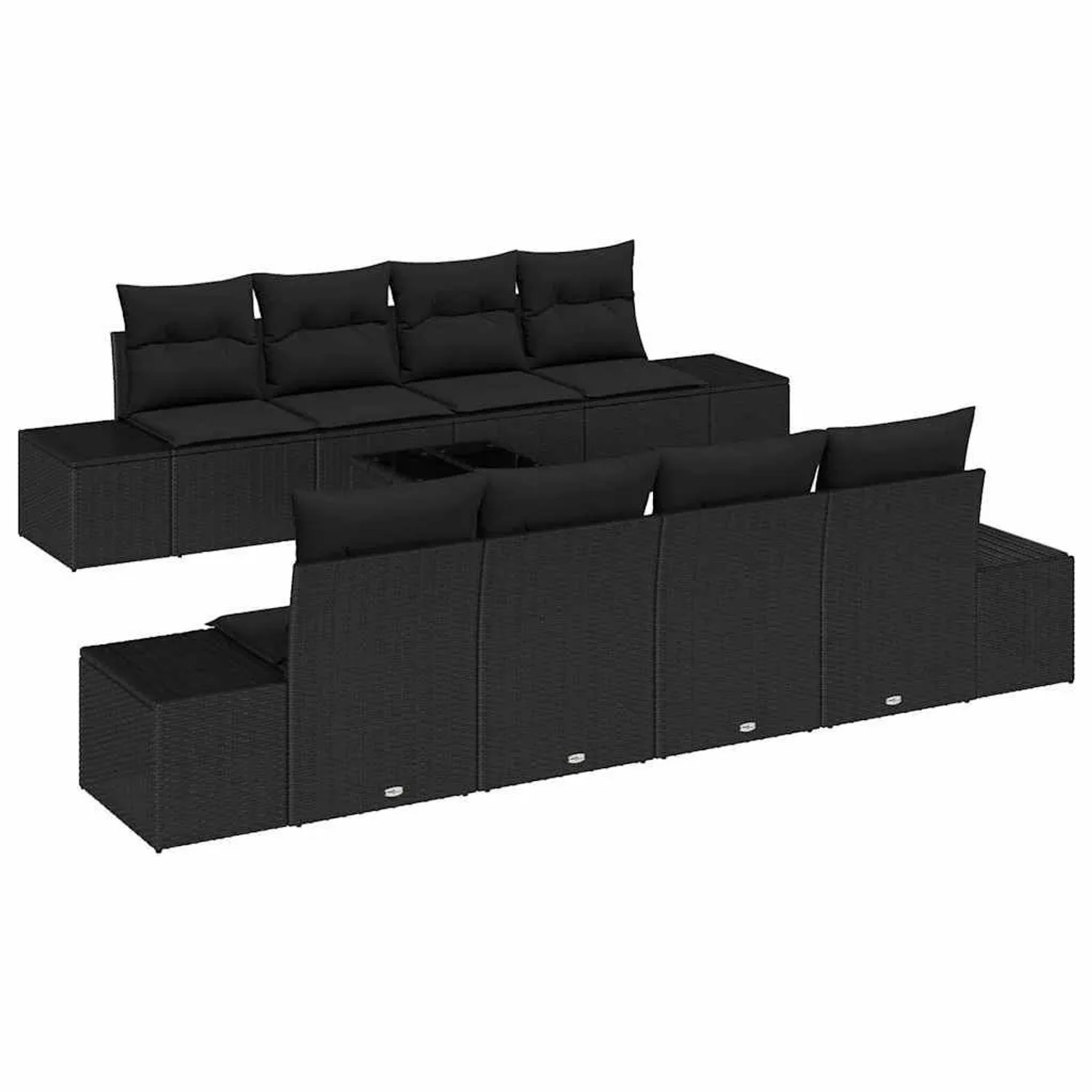 vidaXL Sofa Set mit Kissen 7-Tlg Schwarz Poly-Rattan 3346993 günstig online kaufen