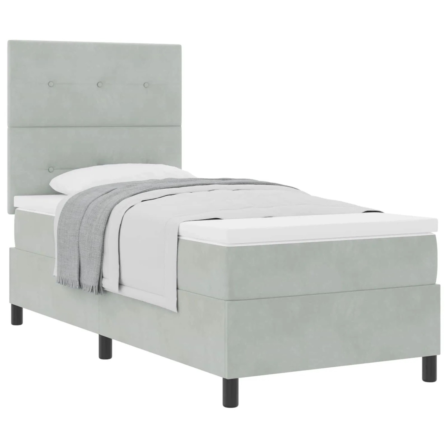 vidaXL Boxspringbett mit Matratze Hellgrau 80 x 200 cm Stoff 3339794