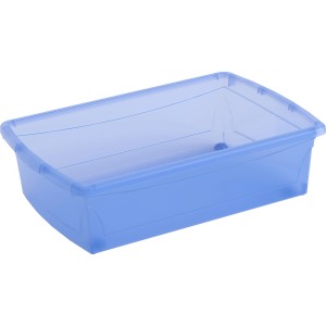 Blaue Aufbewahrungsbox Home XM mit Rollen, ideal zur Lagerung und stapelbar.