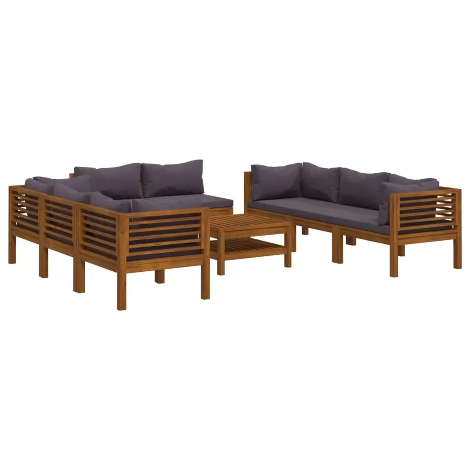 vidaXL 9-Tlg Garten-Lounge-Set mit Kissen Massivholz Akazie 3086904