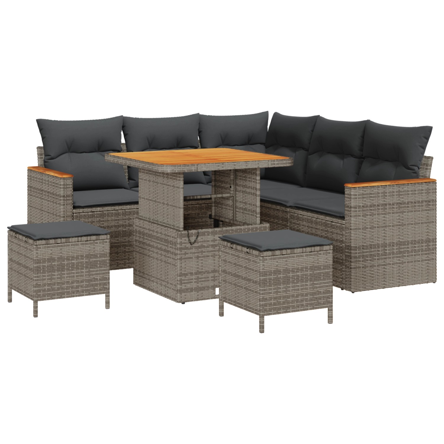 vidaXL 8-Teiliges Garten-Sofaset mit Kissen in Grau 3363043 günstig online kaufen