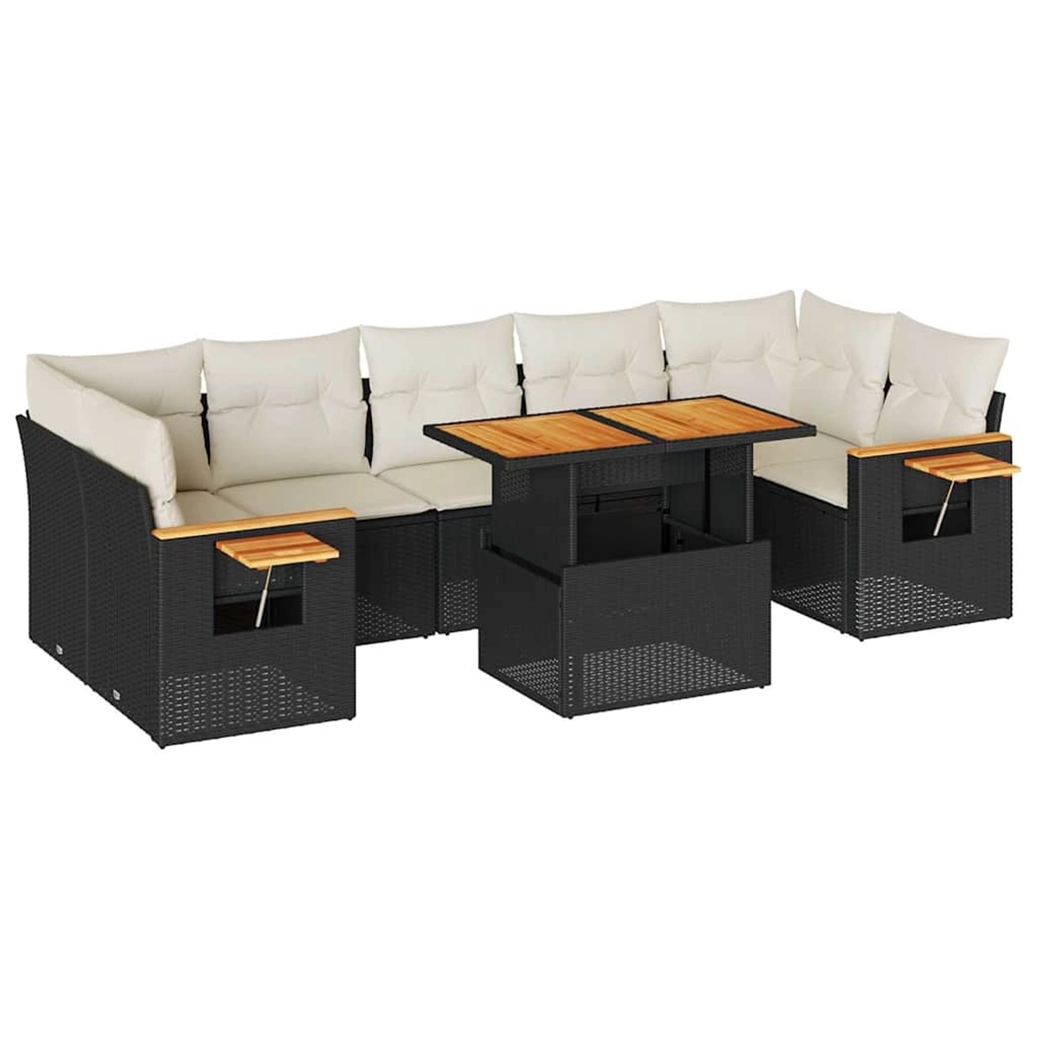 vidaXL 8-Tlg Garten-Sofagarnitur mit Kissen Schwarz Poly Rattan 3327570 günstig online kaufen