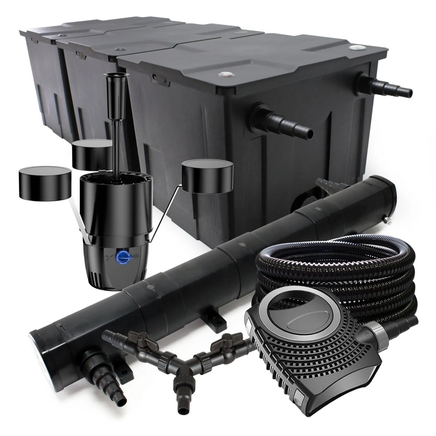 Sunsun Filter 90000L Teich 72W Klärer Neo10000 80W Pumpe 25M Schlauch Skimmer