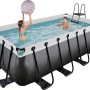 Exit Black Leather Pool, 400x200x122 cm, mit Filterpumpe und Poolleiter. Kinder spielen im Stahlrahmenpool.