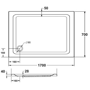 Ottofond Duschwanne Aruba Rechteck 170 cm x 70 cm Weiß