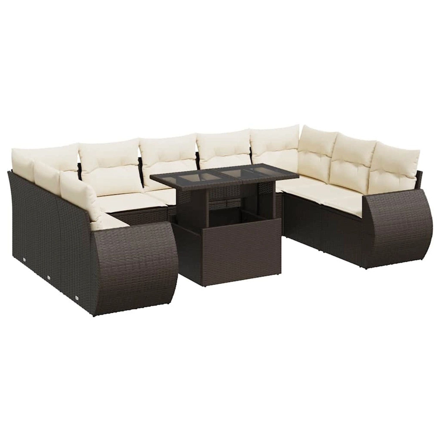 vidaXL 10-Tlg Garten-Sofagarnitur mit Kissen Braun Poly Rattan 3326704 günstig online kaufen
