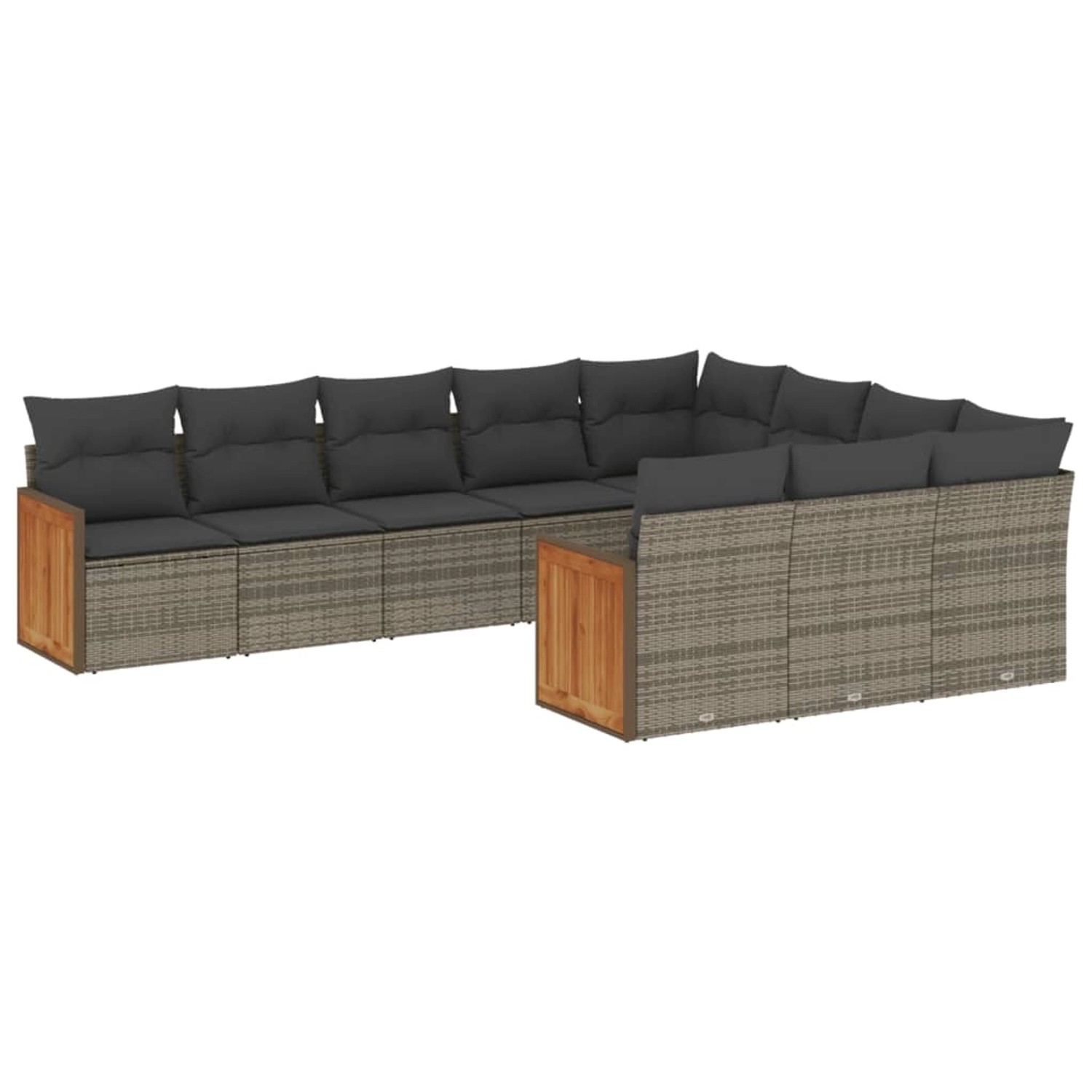 vidaXL 10-tlg Garten-Sofagarnitur mit Kissen Grau Poly Rattan Modell 70 günstig online kaufen