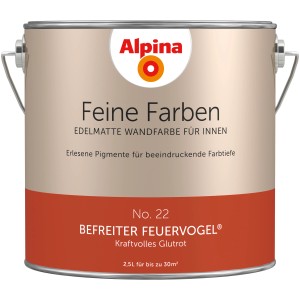 Farbeimer Alpina Feine Farben No. 22 Befreiter Feuervogel, rote, edelmatte Wandfarbe für Innen.