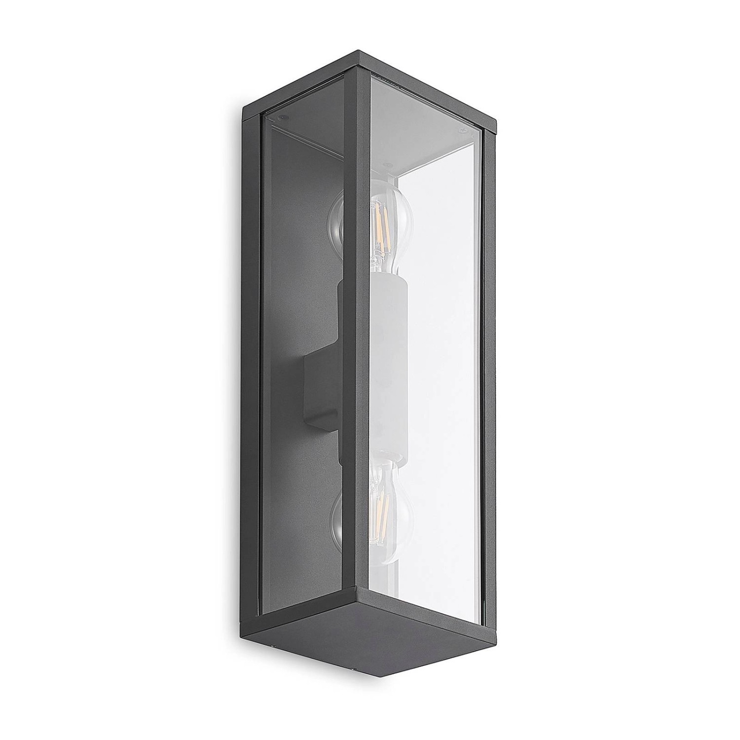 Lindby Wandleuchte Außen Peldar 9926024 Spritzwassergeschützt Modern in Schwarz aus Aluminium 2-flammig E27