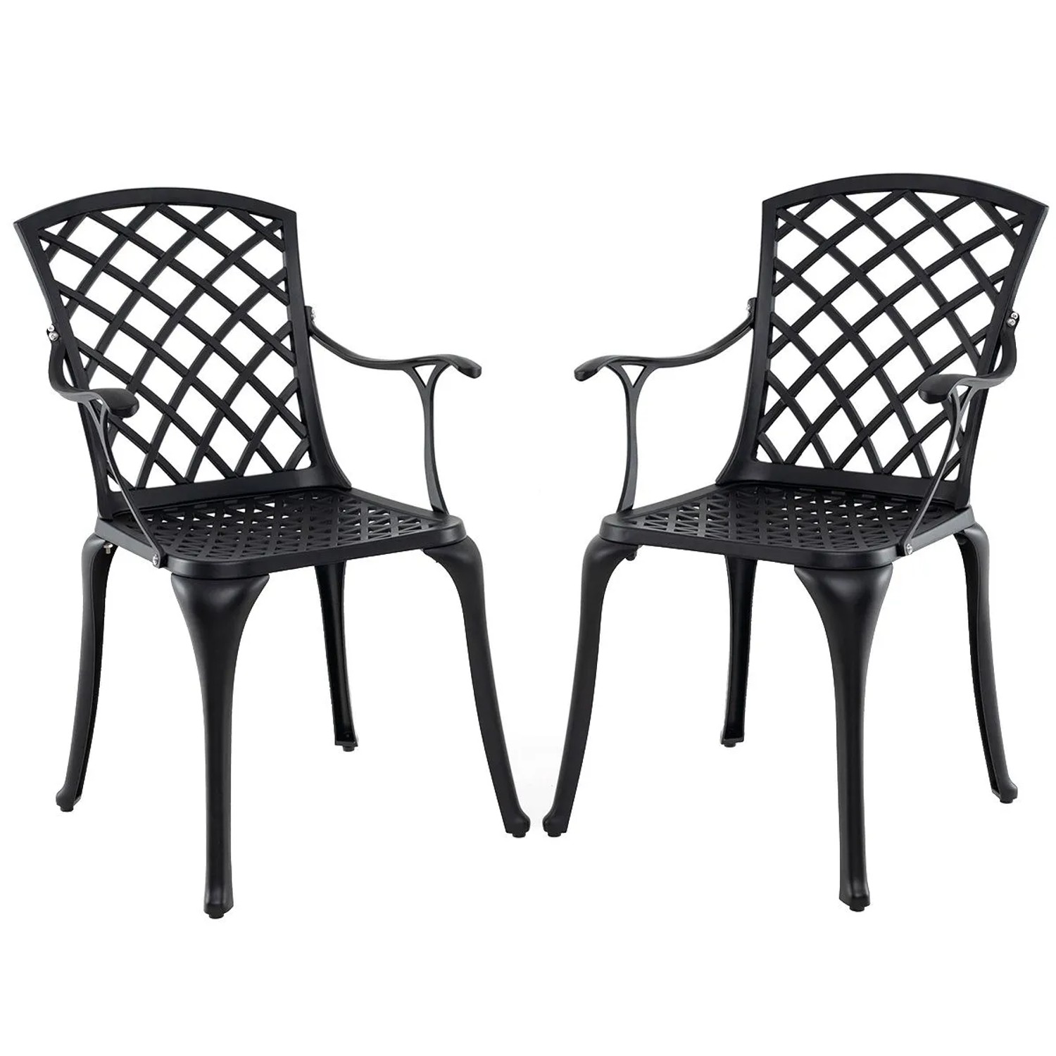 Costway 2er Set Gartenstühle Aluminiumguss Wetterfest Schwarz