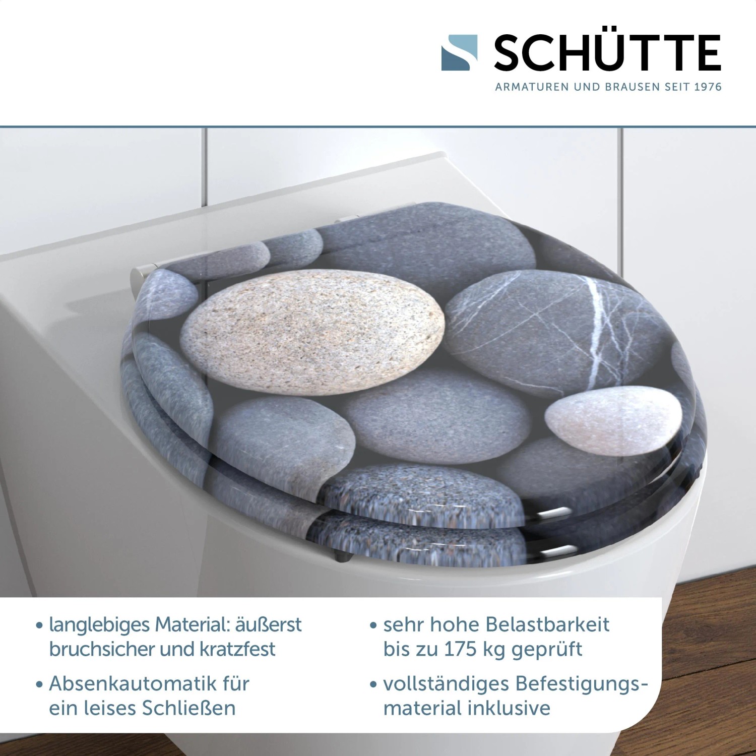 Schütte WC-Sitz Absenkautomatik MDF Grey Stones kaufen bei OBI