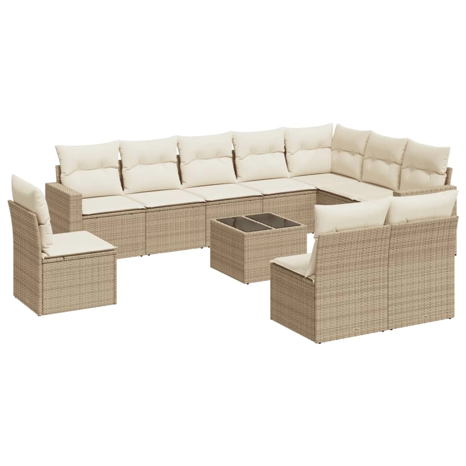 vidaXL 11-Tlg Garten-Sofagarnitur mit Kissen Beige Poly Rattan 3219108 günstig online kaufen