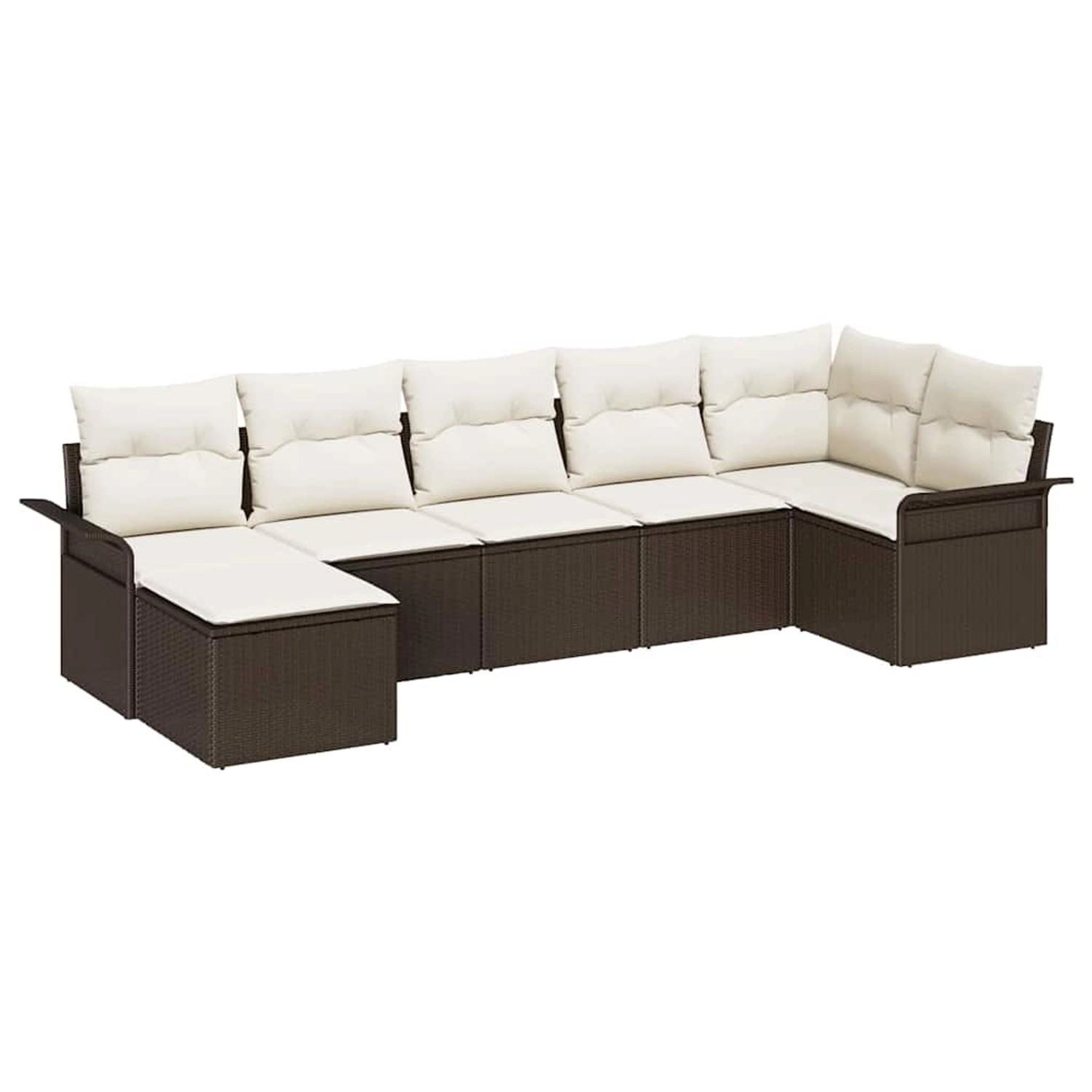 vidaXL Garten-Sofa-Set mit Kissen mit Speicher 7-Tlg Braun Poly Rattan 3354 günstig online kaufen