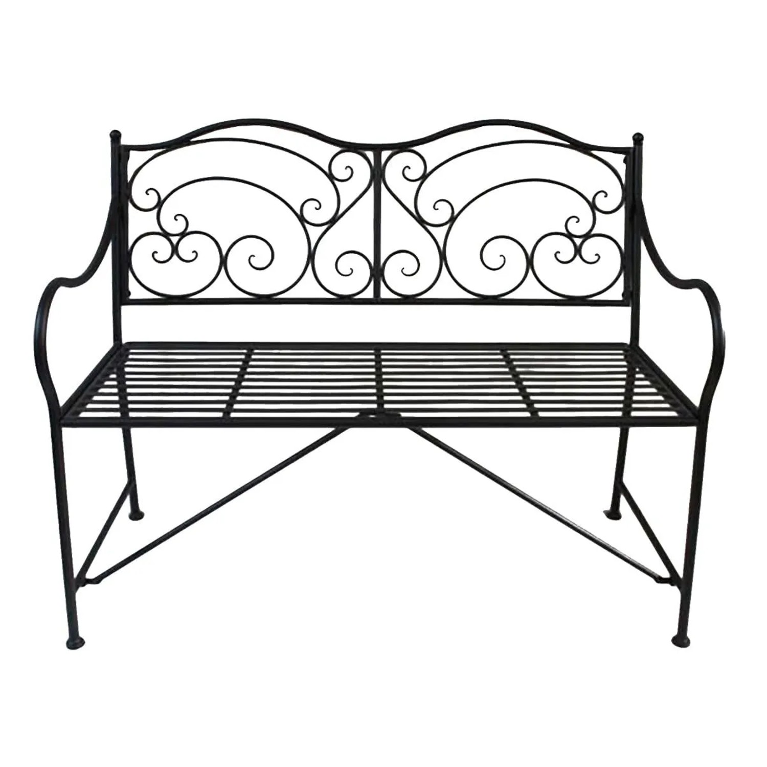 DELUKE Gartenbank RUPERT 106cm Breit Stahl Schwarz Terrassenbank Wetterfest Sitzbank Outdoor Bank