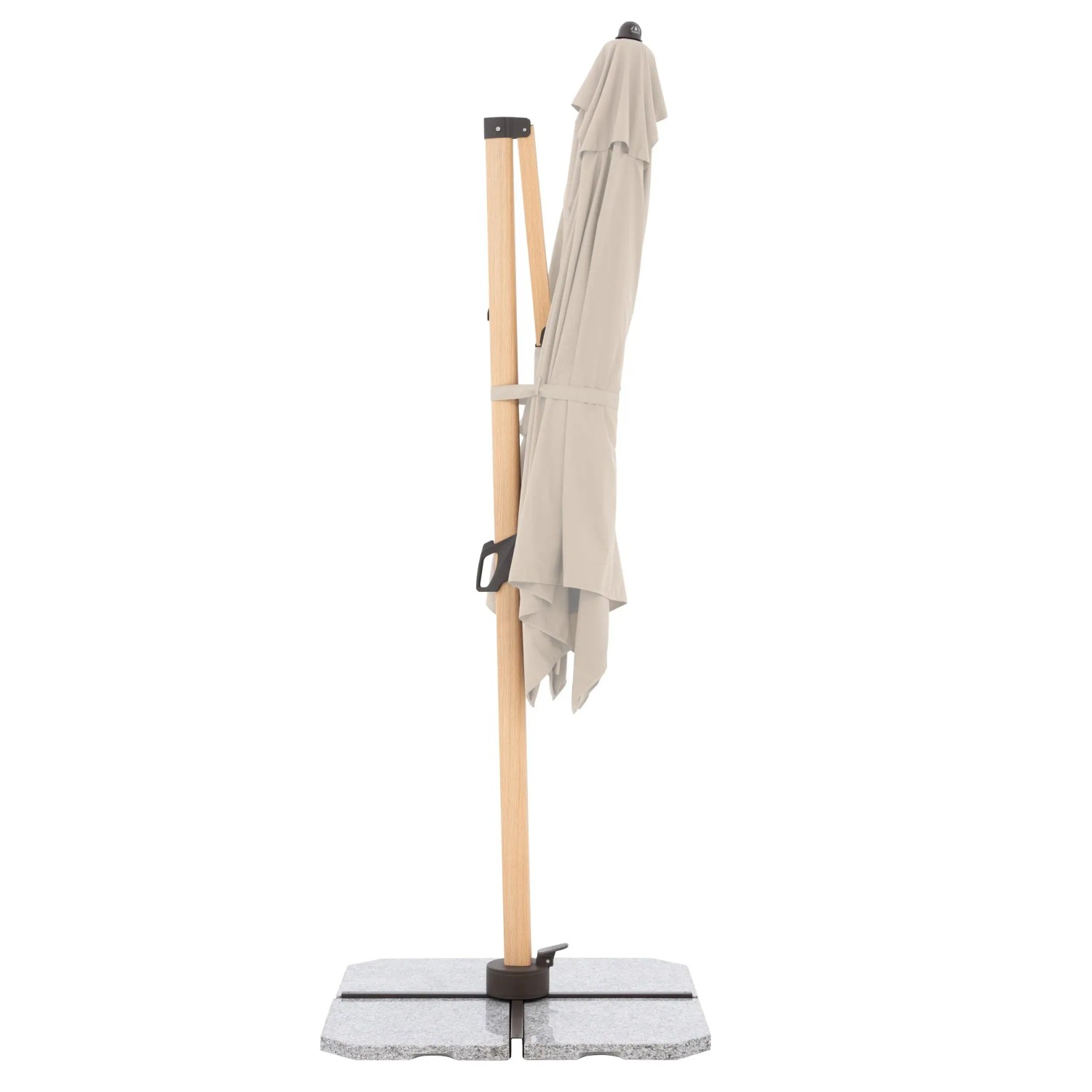 Doppler Ampelschirm Alu Wood 300x220 cm Natur, mit Kurbel und Schirmständer.