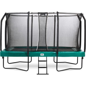 Salta Trampolin First Class, 427x244 cm, grün, mit Sicherheitsnetz und Leiter.