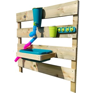 T&J Klaus Wasserspielwand aus KDI-Holz, ca. 100x35x120 cm, mit Wasserbehältern und Schlauchsystem.