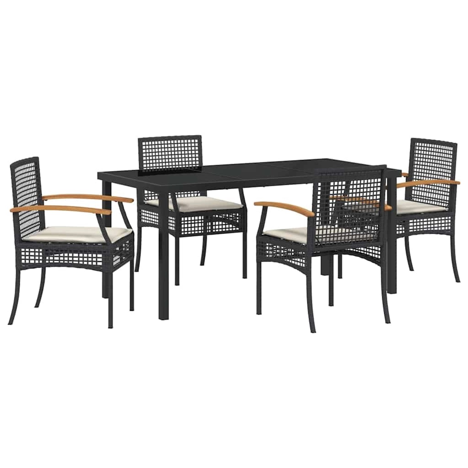 vidaXL Garten Essgruppe 5-Tlg Schwarz Poly Rattan 3380816 günstig online kaufen