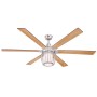 WESTINGHOUSE Deckenventilator Willa 153 cm mit LED-Beleuchtung, Nickel-Finish und Holzflügeln.