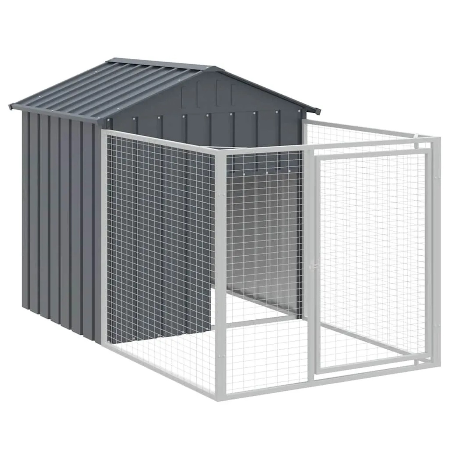 vidaXL Hundehütte mit Auslauf Anthrazit 117x201x123cm Verzinkter Stahl 172351